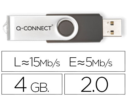 Q-CONNECT - MEMORIA USB FLASH 4 GB 2.0 (CANON L.P.I. 0,24€ Incluido) (Ref.KF41511)