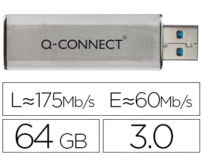 Q-CONNECT - MEMORIA USB FLASH 64 GB 3.0 (CANON L.P.I. 0,24€ Incluido) (Ref.KF16371)