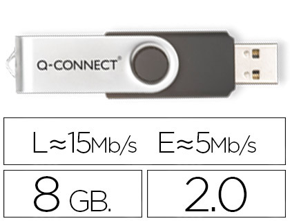 Q-CONNECT - MEMORIA USB FLASH 8 GB 2.0 (CANON L.P.I. 0,24€ Incluido) (Ref.KF41512)