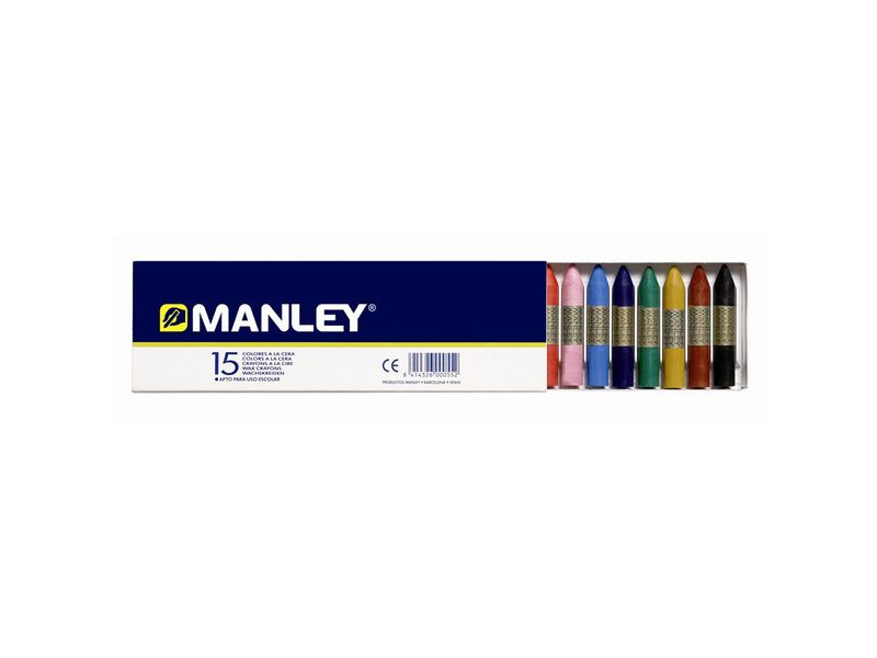 MANLEY - Ceras Caja 15 Ud Colores surtidos (Ref.MNC00055)