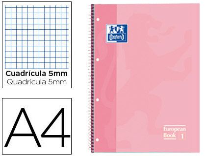 UNIPAPEL - Cuaderno 80h A4 Cuadricula 5x5 Rosa (Ref.400040984)