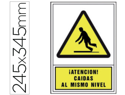 SYSSA - PICTOGRAMA SEÑAL DE ADVERTENCIA ATENCION! CAIDAS AL MISMO NIVEL EN PVC 245X345 MM (Ref.2085)