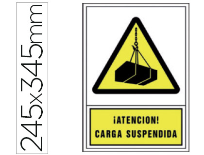 SYSSA - PICTOGRAMA SEÑAL DE ADVERTENCIA ATENCION! CARGA SUSPENDIDA EN PVC 245X345 MM (Ref.2060)