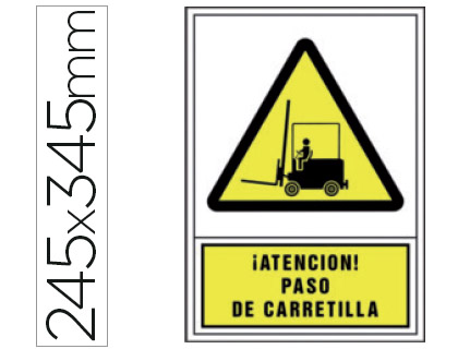 SYSSA - PICTOGRAMA SEÑAL DE ADVERTENCIA ATENCION! PASO DE CARRETILLA EN PVC 245X345 MM (Ref.2066)