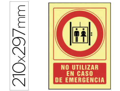 SYSSA - PICTOGRAMA SEÑAL DE NO UTILIZAR EN CASO DE EMERGENCIA EN PVC FOTOLUMINISCENTE 210X297 MM (Ref.5095F)