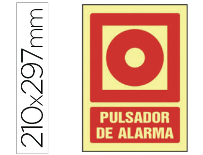 SYSSA - PICTOGRAMA SEÑAL DE PULSADOR DE ALARMA EN PVC FOTOLUMINISCENTE 210X297 MM (Ref.6060F)