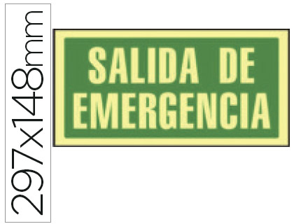 SYSSA - PICTOGRAMA SEÑAL DE SALIDA DE EMERGENCIA EN PVC FOTOLUMINISCENTE 297X148 MM (Ref.9070F)