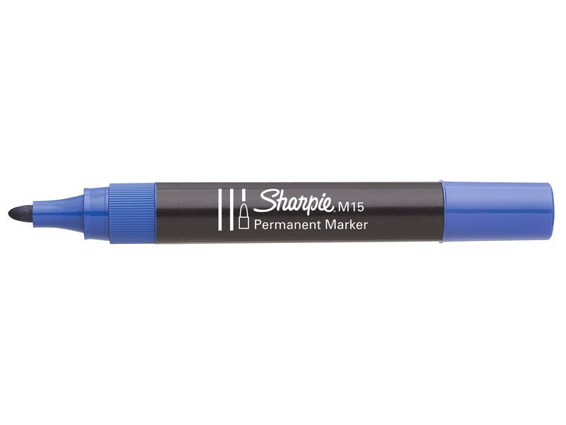 SHARPIE - Marcador permanente M15 punta cónica. Tinta base agua azul secado rápido. Trazo 2 mm. (Ref.S0192625)