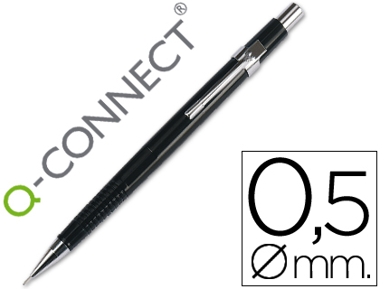 Q-CONNECT - PORTAMINAS 0,5 MM -CON TRES MINAS CUERPO NEGRO CLIP METALICO (Ref.KF01937)