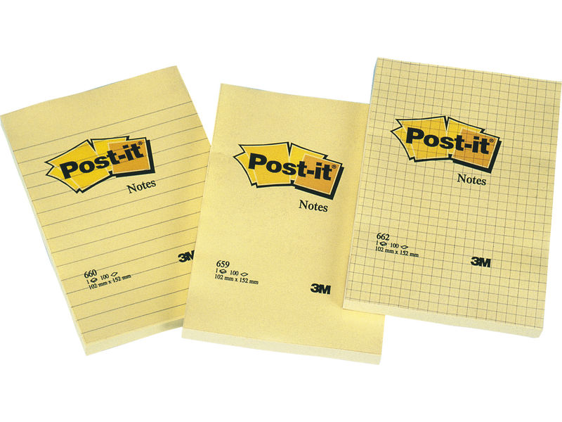 POST-IT - Notas adhesivas Gran formato 100h Amarillo cuadriculado 102x152mm (Ref.FT510010638)