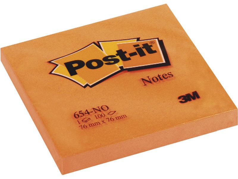 POST-IT - Notas adhesivas 100h Naranja neon 76x76mm (Ref.FT510061946)