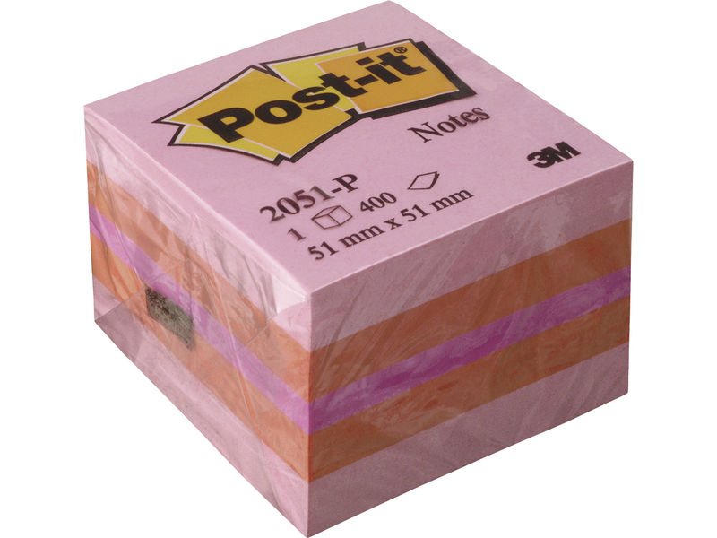 POST-IT - Cubo notas adhesivas 400h Rosa 51x51mm (Ref.FT510091737)