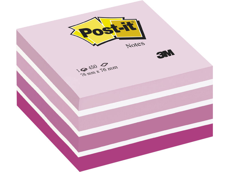 POST-IT - Cubo notas adhesivas 450h Rosa pastel 76x76mm (Ref.FT510093170)