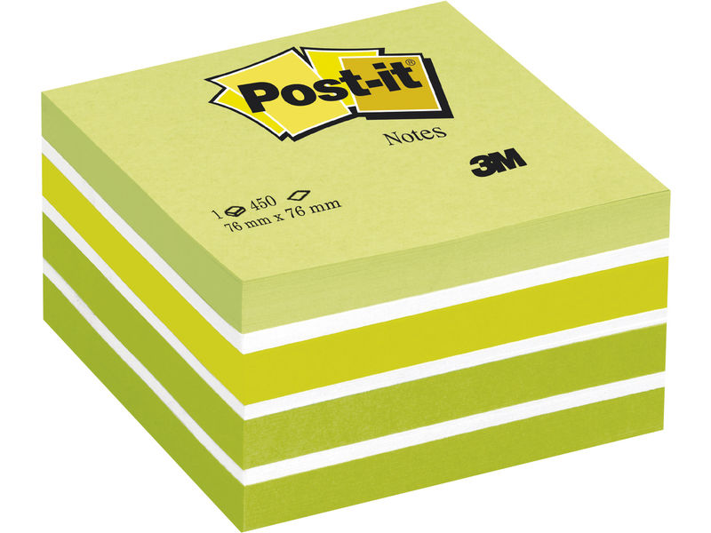 POST-IT - Cubo notas adhesivas 450h Verde pastel 76x76mm (Ref.FT510093238)