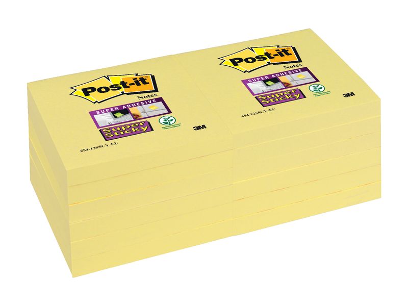 POST-IT - Notas adhesivas Pack 12 blocs Amarillo 76x76mm 654-12SSCY-EU (Ref.70005197887)