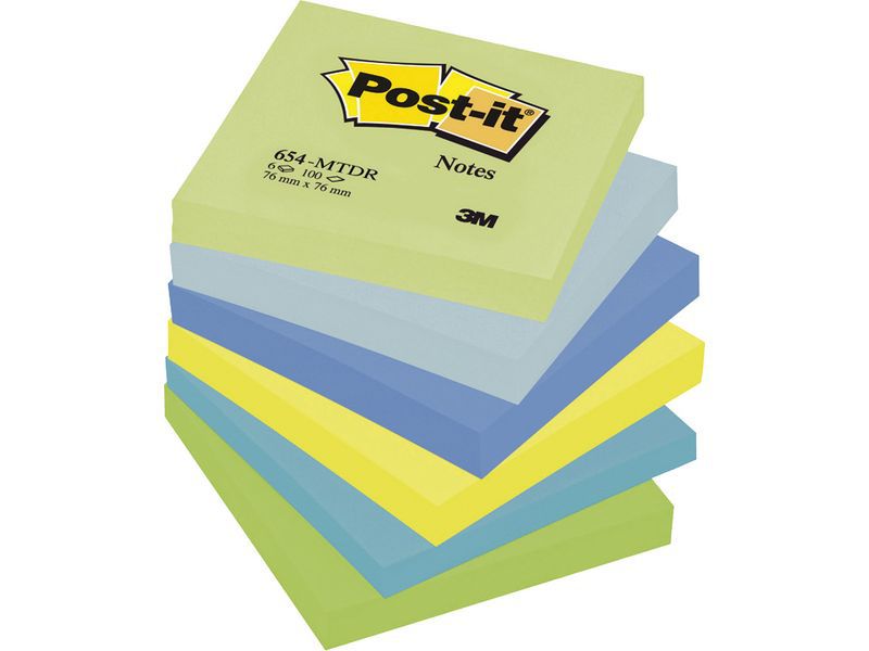 POST-IT - Notas adhesivas Gama Fantasia Pack 6 blocs 100h Colores surtidos 76x76mm (Ref.FT510283516)