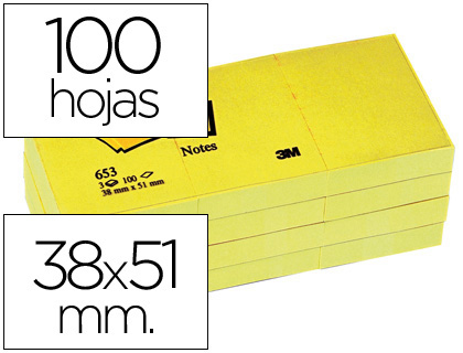 POST-IT - Notas adhesivas blocs 100h Amarillo 38x51mm (Ref.FT510058488)