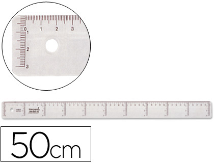 LIDERPAPEL - REGLA 50 CM PLASTICO CRISTAL (Ref.RG06)