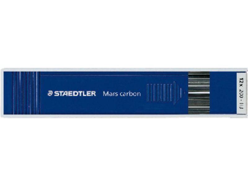 STAEDTLER - Mina Mars carbon Estuche 12ud Trazo 2 mm 2H Resistente (Ref.200-2H)