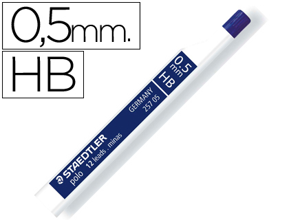 STAEDTLER - Mina POLO Tubo 12 ud Trazo 0.5 mm HB (Ref.25705-HB)