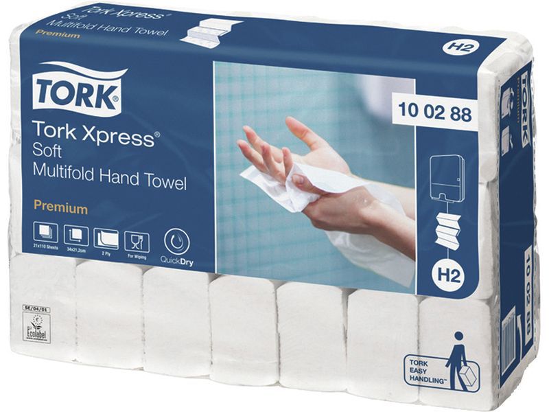 TORK - Recambio toallas Pack 21 ud 210x340 110 servicios 2 capas Para H2 System (Ref.100288)