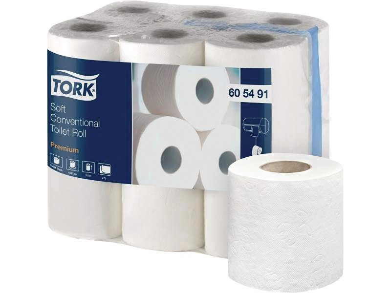 TORK - Papel higienico Pack 12 rollos 186 servicios 2 capas 605321 (Ref.605491)