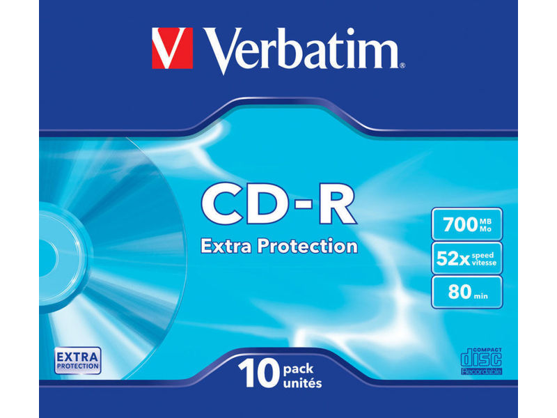 VERBATIM - Cd-R Datalife Slim Case 10 700Mb (CANON L.P.I. 0,8€ Incluido) (Ref.43415)