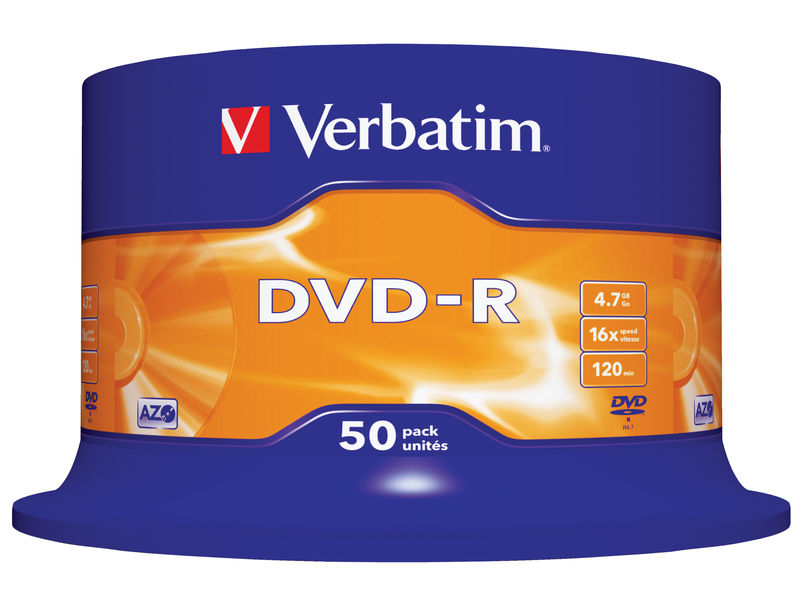 VERBATIM - Dvd+R Advanced azo BOBINA 50 16X 4.7GB (CANON L.P.I. 10,5€ Incluido) (Ref.43548)