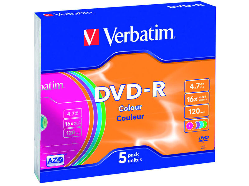VERBATIM - Dvd-R Advanced azo Caja 5 16X 4.7GB (CANON L.P.I. 1,05€ Incluido) (Ref.43557)