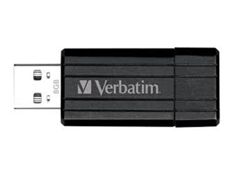 VERBATIM - Memoria USB Store ´n´Go PinStripe USB 8GB Negro Retractil (CANON L.P.I. 0,24€ Incluido) (Ref.49062)