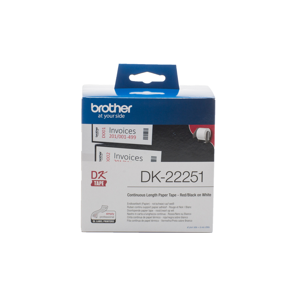 BROTHER - cinta contínua blanca papel térmico con impresión negro y rojo 62mm 15,24m (Ref.DK22251)