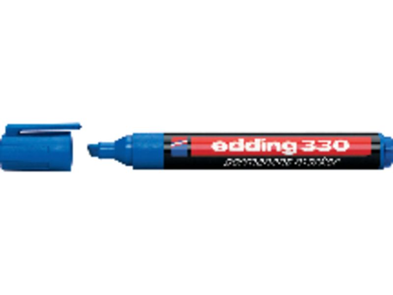 EDDING - Marcador permanente recargable 300 y 330 Trazo 1 - 5 mm Punta biselada Azul (Ref.330-03)