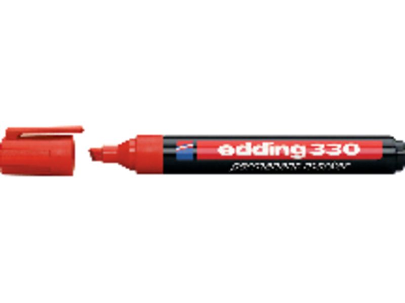 EDDING - Marcador permanente recargable 330 Trazo 1 - 5 mm Punta biselada Rojo (Ref.330-02)