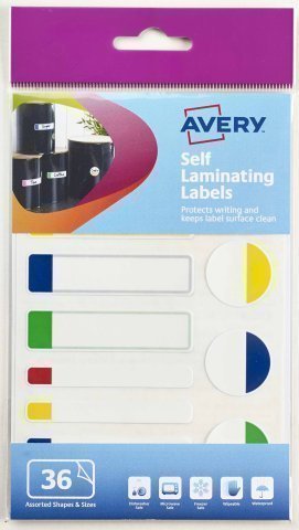 AVERY - Pack etiquetas auto plastificadas multicolor formas surtidas (Ref.60-124)