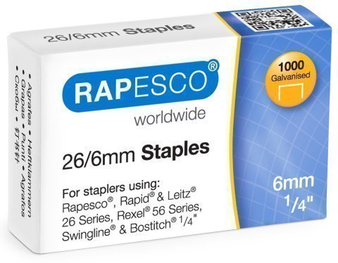 RAPESCO - Caja 1000 grapas Galvanizadas 26/6mm. (Ref.S11661Z3)