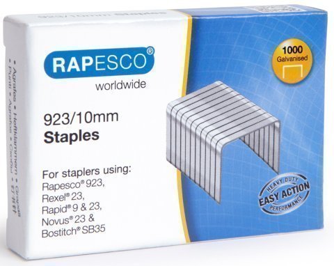 RAPESCO - Caja 1000 grapas galvanizadas 923/10 mm (tipo 23) color metalizado. (Ref.1237)