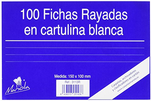 MARIOLA - PACK 100 FICHAS RAYADAS CARTULINA DIMENSIONES 150x100 MM (Ref.3113R)