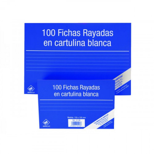 MARIOLA - PACK 100 FICHAS LISAS CARTULINA DIMENSIONES 95X65 MM (Ref.3111L)