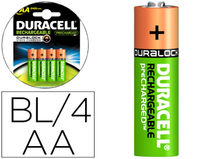 DURACELL - PILA RECARGABLE STAYCHARGED AA 2400 MAH BLISTER DE 4 UNIDADES (Ref.75071755)