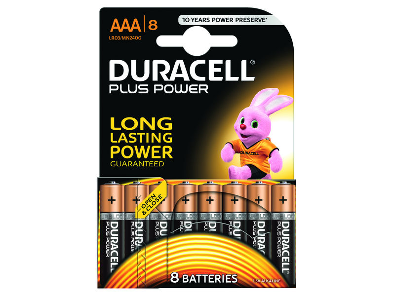 DURACELL - Pilas Alcalinas Plus Power Pack 8 ud AAA LR03 (Ref.394018549)