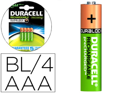 DURACELL - PILA RECARGABLE STAYCHARGED AAA 800 MAH BLISTER DE 4 UNIDADES (Ref.81241741)
