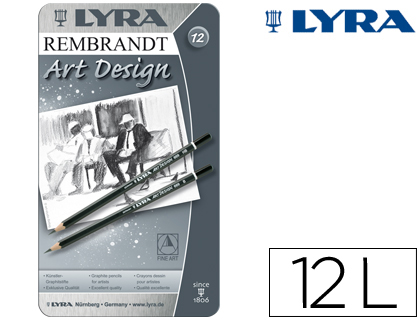 LYRA - LAPICES DE GRAFITO REMBRAND ART DESIGN CAJA DE 12 GRADUACIONES 6B-5B-4B-3B 2B-B-HB-F-H-2H-3H-4H (Ref.1111120)