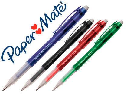 PAPER MATE - Caja 12 bolígrafos gel borrable fantasía. Punta 0,7 mm. (Ref.1989242)
