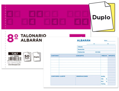 LIDERPAPEL - TALONARIO ALBARAN OCTAVO DUPLICADO APAISADO (Ref.T267)