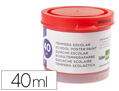 LIDERPAPEL - TEMPERA ESCOLAR 40 ML ROJO (Ref.TP66)