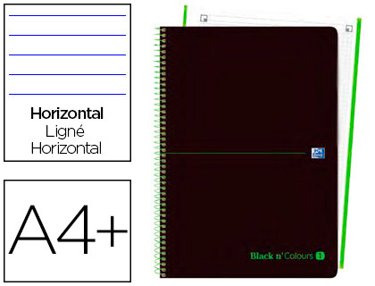 OXFORD - CUADERNO ESPIRAL EBOOK 1 TAPA PLASTICO DIN A4+ 80 H HORIZONTAL BLACK'N COLORS VERDE (Ref.400088509)