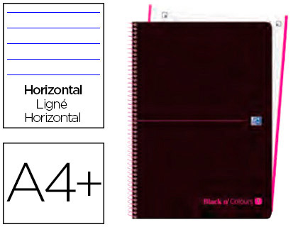 OXFORD - CUADERNO ESPIRAL EBOOK 1 TAPA PLASTICO DIN A4+ 80 H HORIZONTAL BLACK'N COLORS ROSA (Ref.400088540)