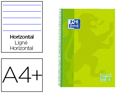 OXFORD - CUADERNO ESPIRAL EBOOK 1 TAPA EXTRADURA DIN A4+ 80 H HORIZONTAL LIMA TOUCH (Ref.400075556)
