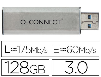 Q-CONNECT - MEMORIA USB FLASH 128 GB 3.0 (CANON L.P.I. 0,24€ Incluido) (Ref.KF16375)