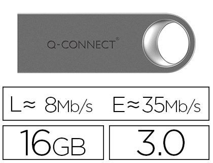 Q-CONNECT - MEMORIA USB FLASH PREMIUM 16 GB 3.0 (CANON L.P.I. 0,24€ Incluido) (Ref.KF11501)